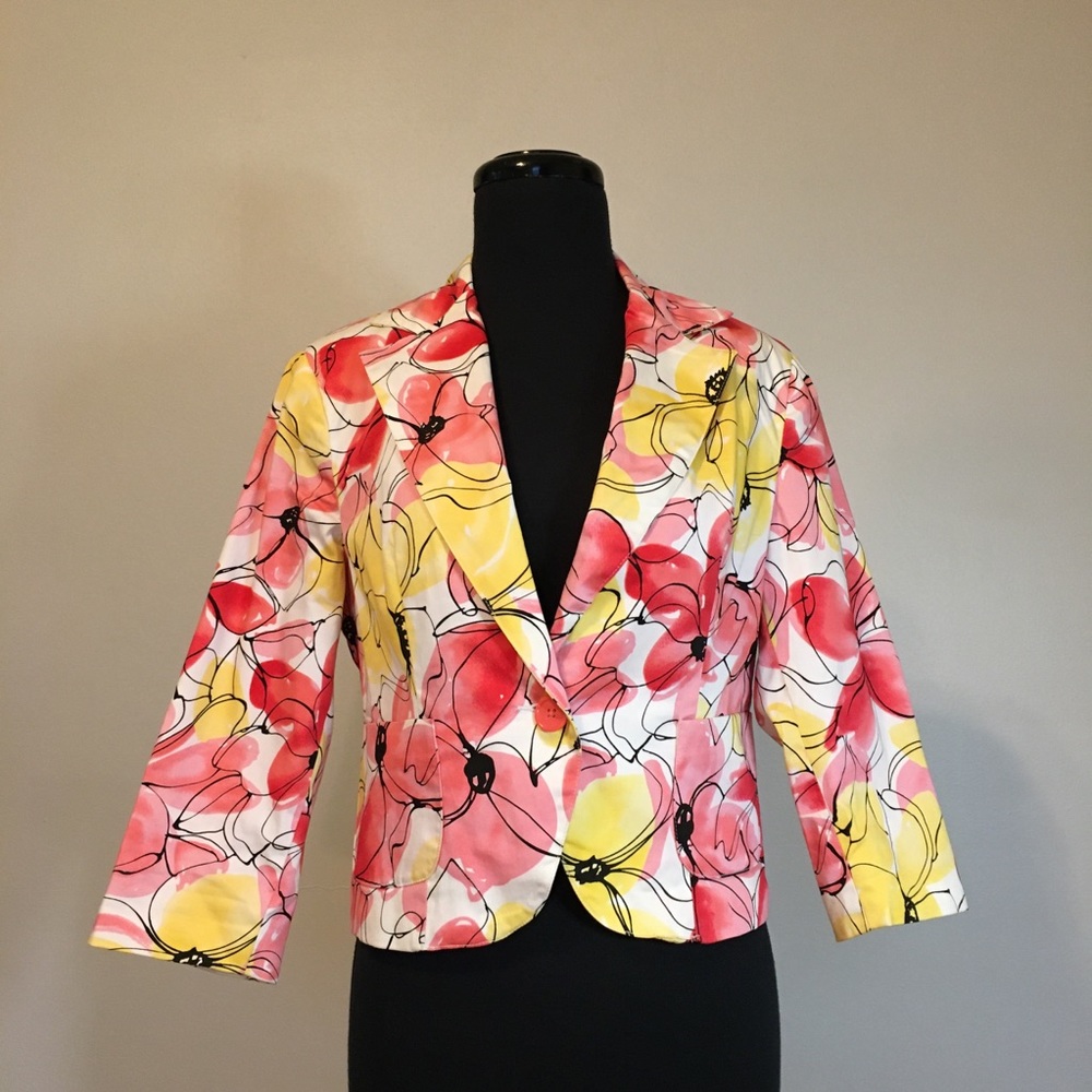 VTG George Stretch One Button Floral Blazer, 6